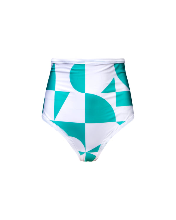 High waist bottom Giulia Geometric Aquagreen UPF 50+