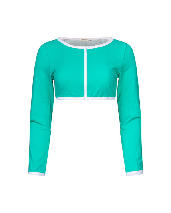 Long sleeve crop top Giulia Aquagreen UPF 50+