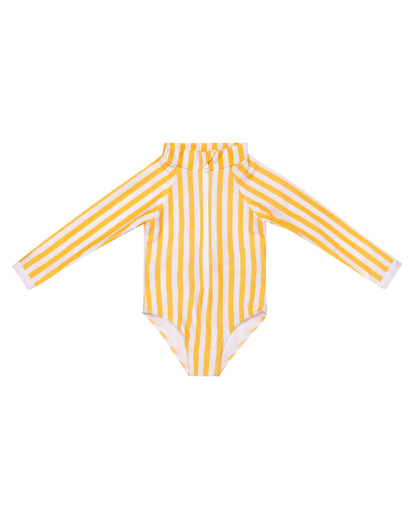 Palombaggia one piece Yellow/White stripe UPF 50 +