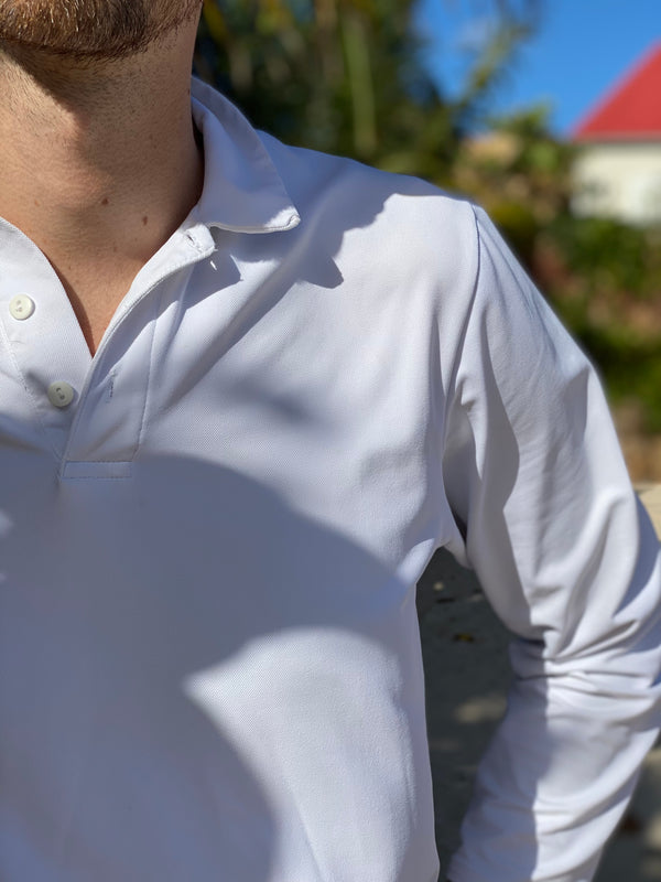 Grand Pampelonne Long sleeve Polo White UPF 50+